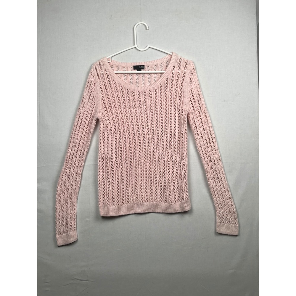 a.n.a Womens Crochet Knit Pullover Sweater Size L Pink‎ Long Sleeve Scoop Neck